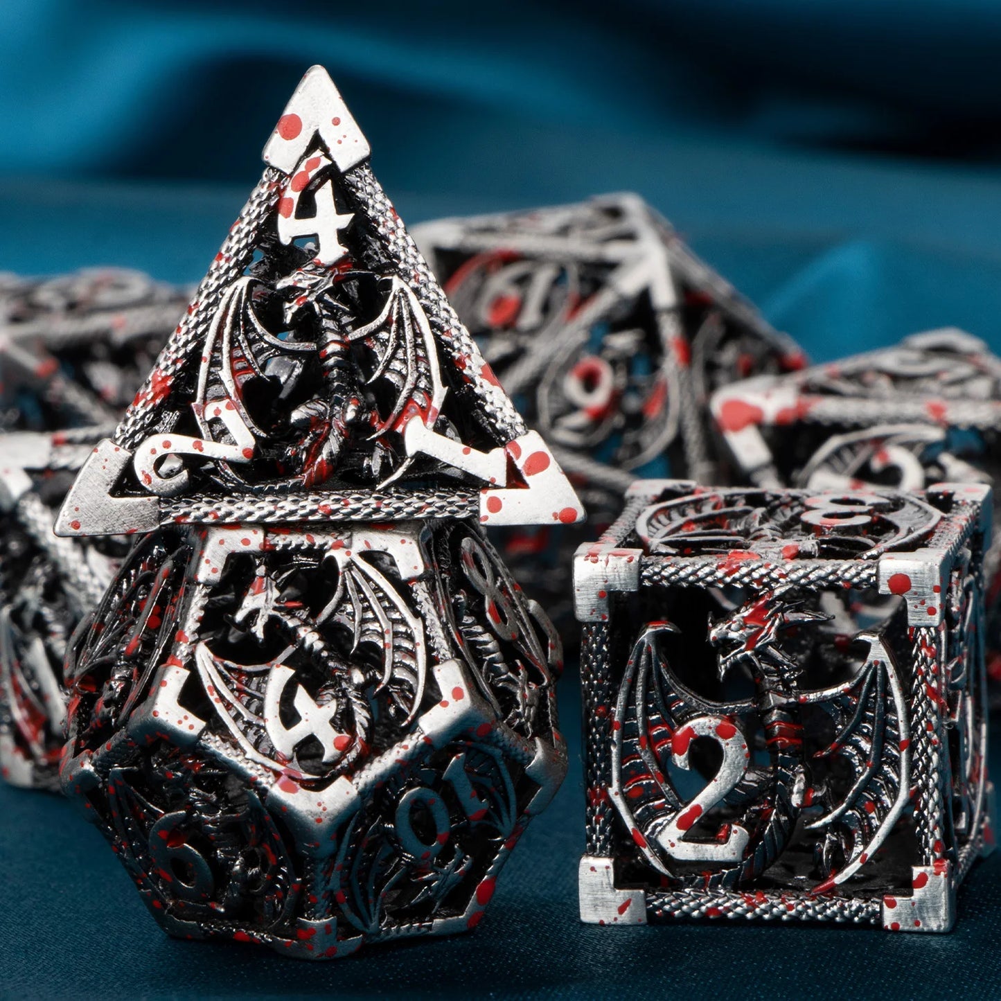 Metal DnD dice set of Iron-blood color