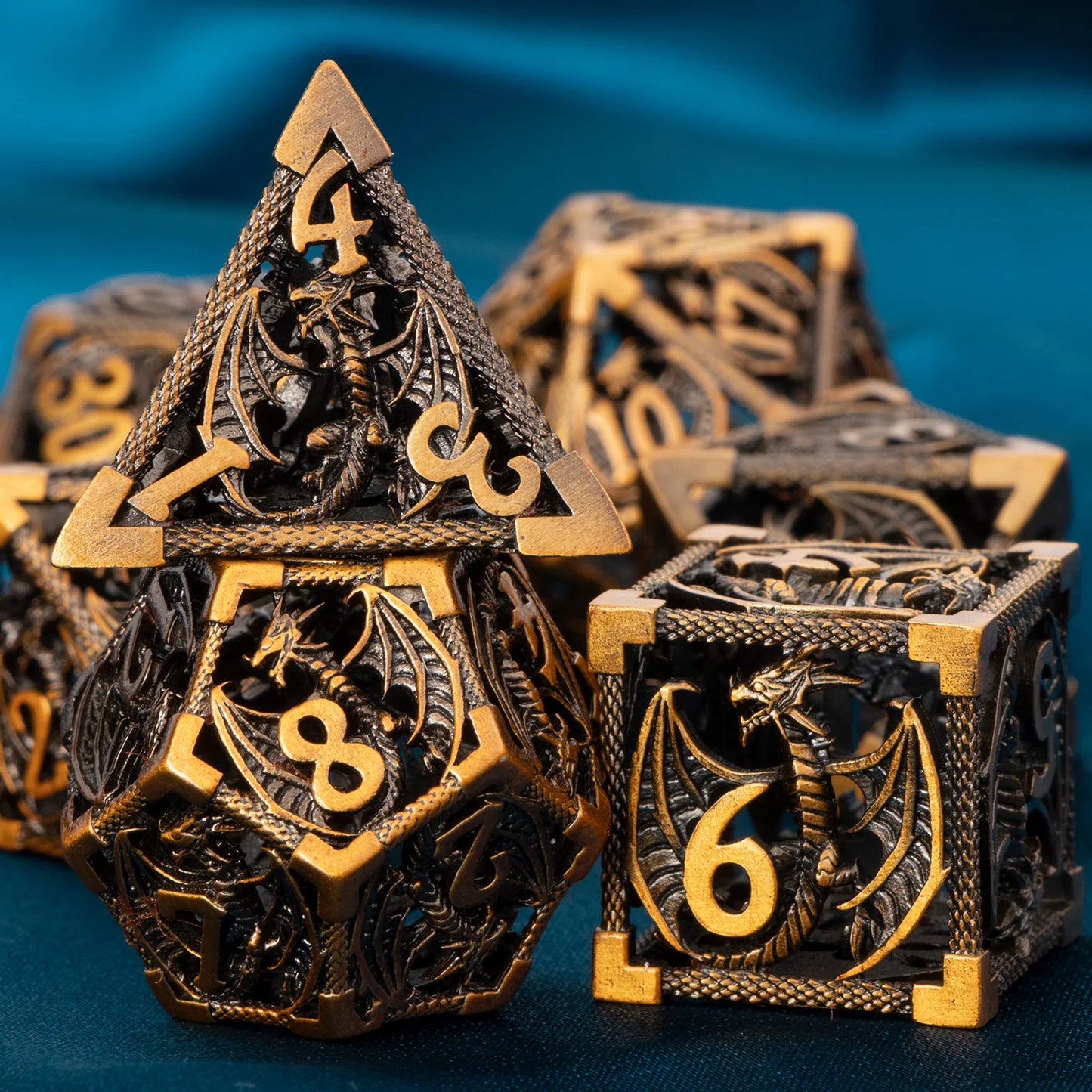 Metal DnD dice set of Bronze color