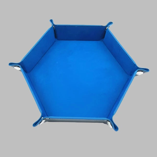 Blue foldable dice rolling tray