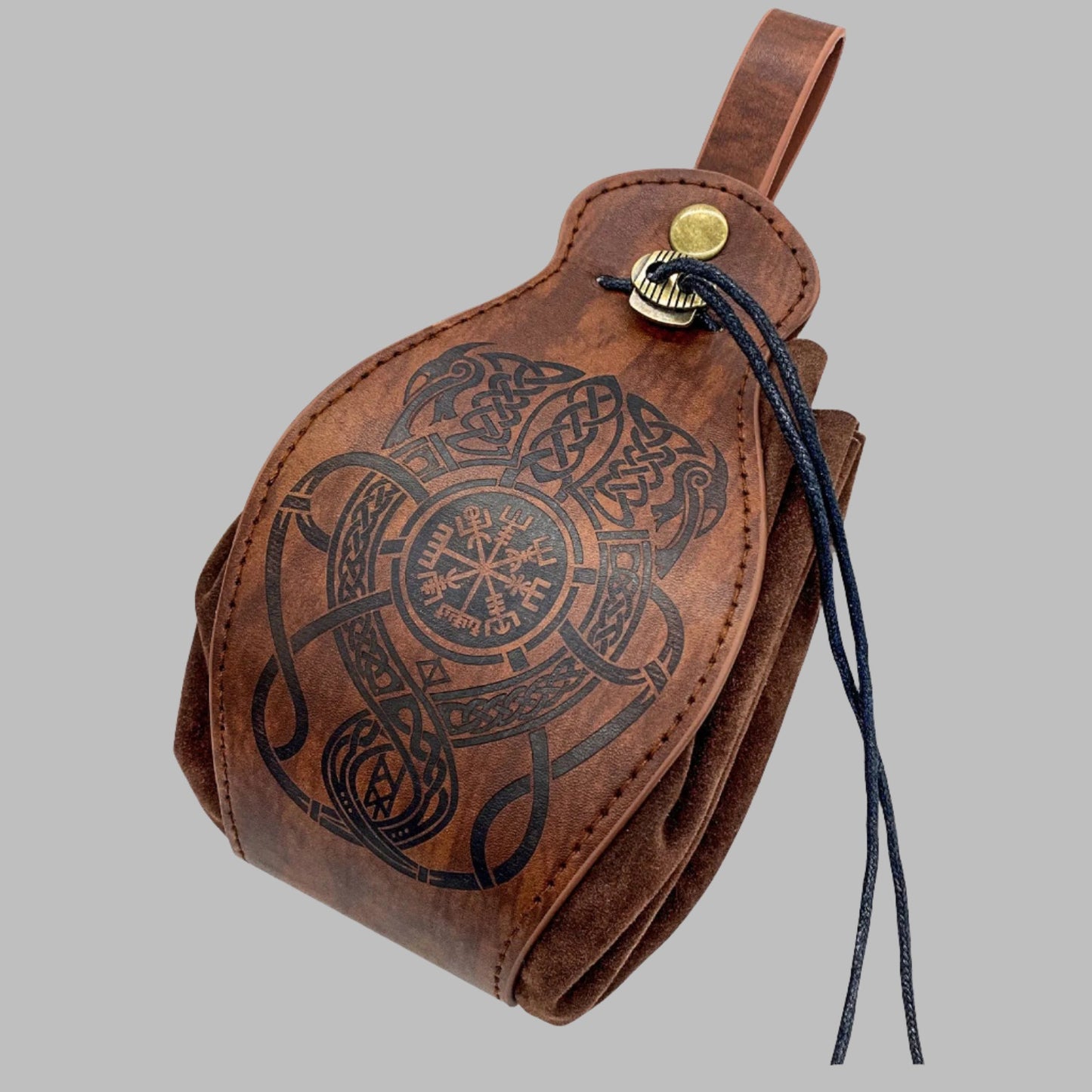 Brown coin pouch with dragon design