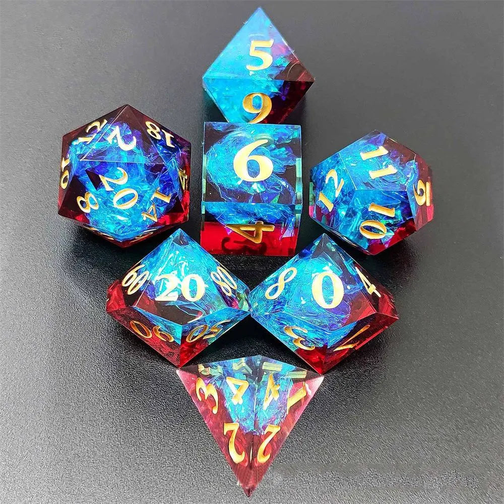 Resin DnD dice set of Ice and Blood color