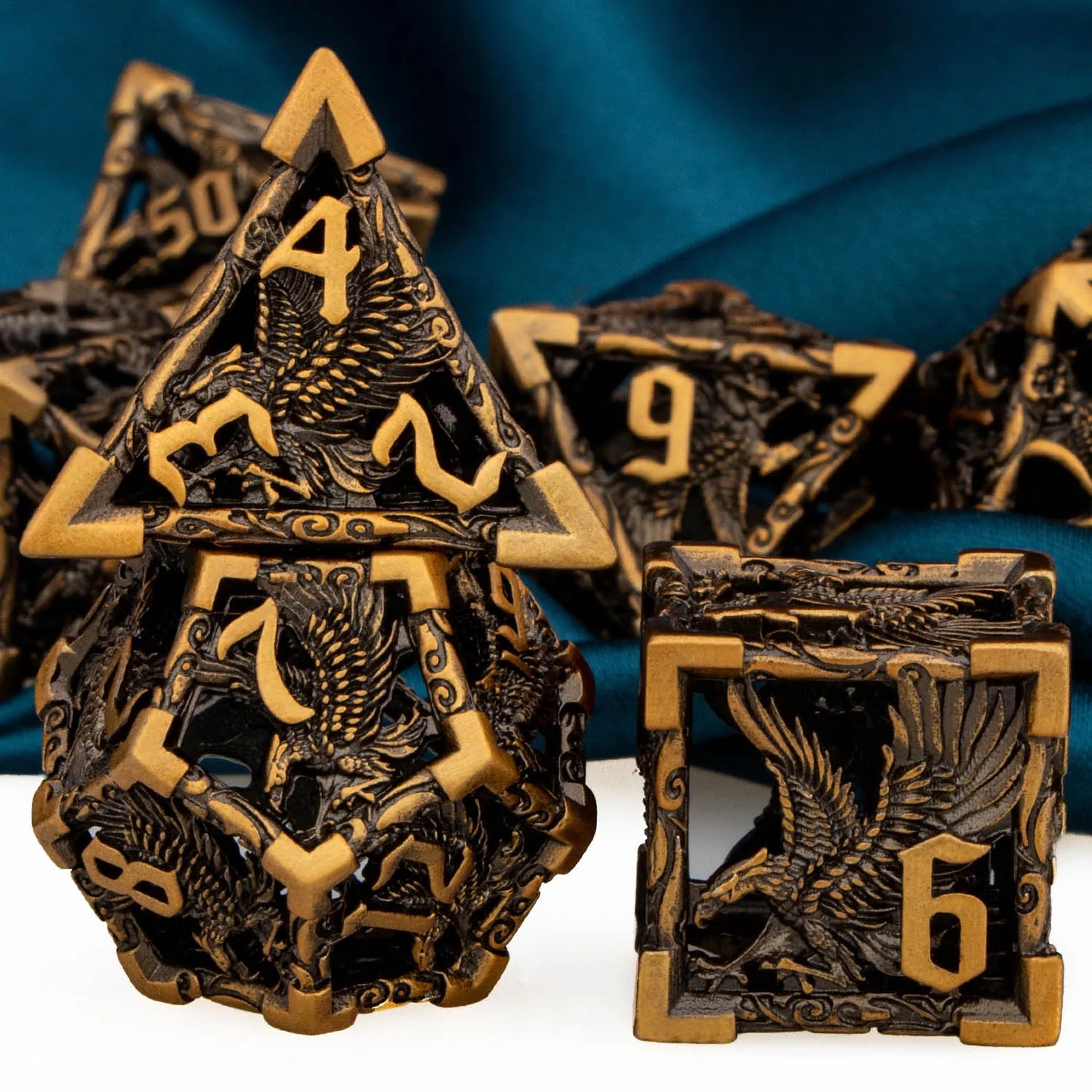 Metal DnD dice set of Bronze color