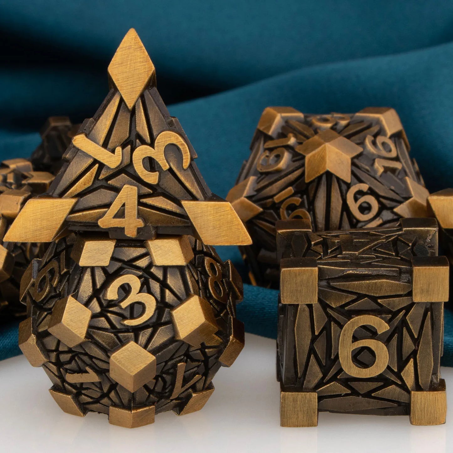 Metal DnD dice set of Bronze color