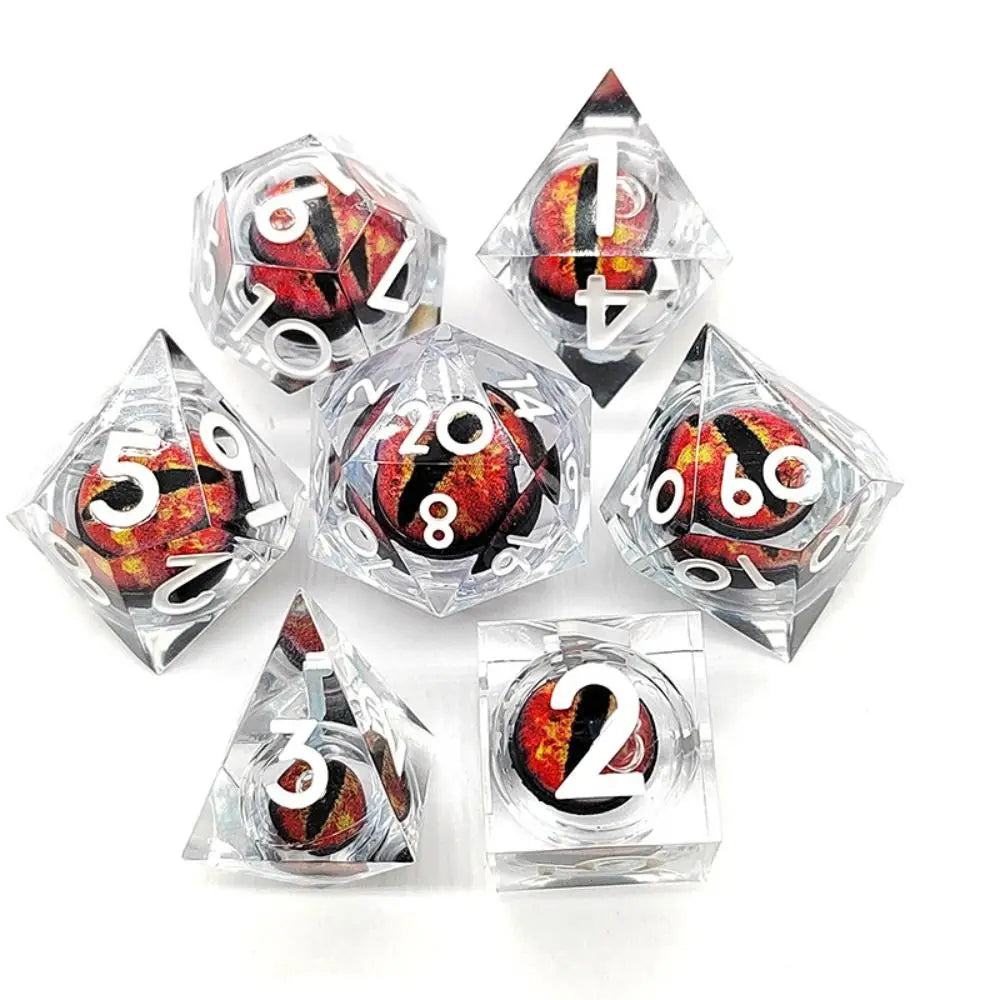 Transparent resin dice with red eye inside